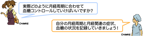実際どのように月経周期に合わせて血糖コントロールしていけばいいですか？ - 自分の月経周期と月経関連の症状、血糖の状況を記録していきましょう！