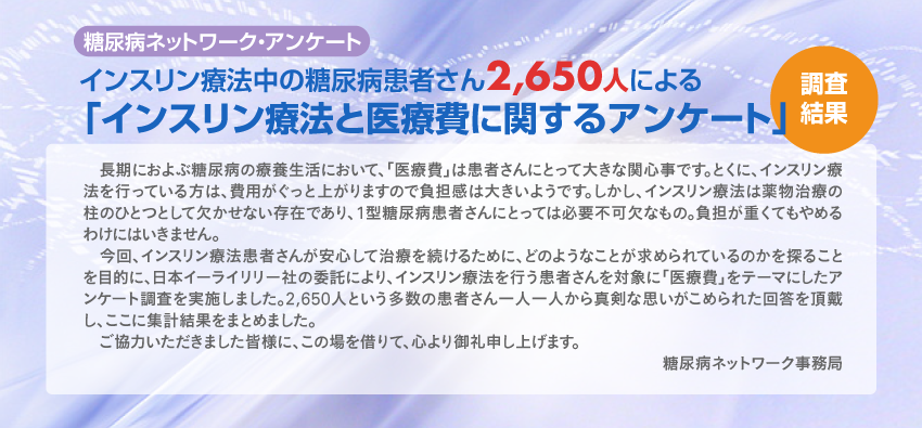 インスリン療法と医療費に関するアンケート 調査結果